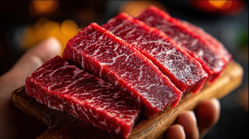 Marbled Wagyu beef cut